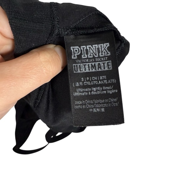 Victoria’s Secret PINK Ultimate Lightly Lined Racerback Sports Bra Black Size S - Picture 9 of 9